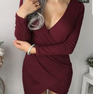 🛍💕V-Neck Knit Wrap Around dress